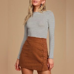 NWT Lulus Rust Brown Button Corduroy Skirt Size Large